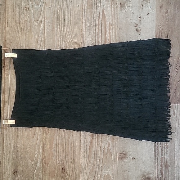 Express Size 0 Black Full Fringe Strapless Mini Dress - Picture 7 of 7